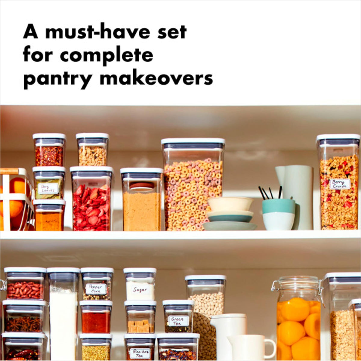 Good Grips POP Airtight Food Storage Containers with Lids by OXO – 20-Piece Set, 5.0 quarts, Plastic, White, Pack of 20