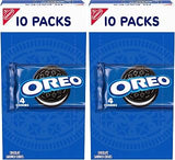 Oreo Chocolate Sandwich Cookies, 10 Snack Packs (4 Cookies Per Pack) (Pack of 2)