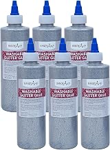 Handy Art Glitter Washable Glue, 8 oz., Silver, 6/Pack (RPC146166-6)
