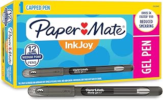 Paper Mate InkJoy Gel Pens, Medium Point (0.7mm), Black, Capped, 12 Count