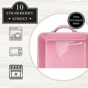 Daisy Rectangular Baker by 10 Strawberry Street – 112 oz, 112.0 fluid_ounces, Stoneware, Pink, Model DS-PFL-40-63-003