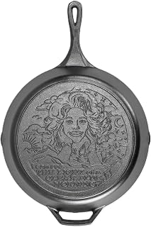 Lodge Dolly Parton Pre-Seasoned Cast Iron Skillet, 13.25 Inches | Signature Handle Cast Iron Skillet with Clear Blue Morning Design for Oven, Stovetop, Grill & Campfire