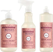 Mrs. MEYER'S Rose Scent Kitchen Basics Set, Dish Soap, Hand Soap, Multi-Surface Everyday Cleaner 3 ct.