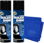 Zep Tireless Shine Tire Dressing - 14 oz (2 Pack) & Blue Microfiber Rag