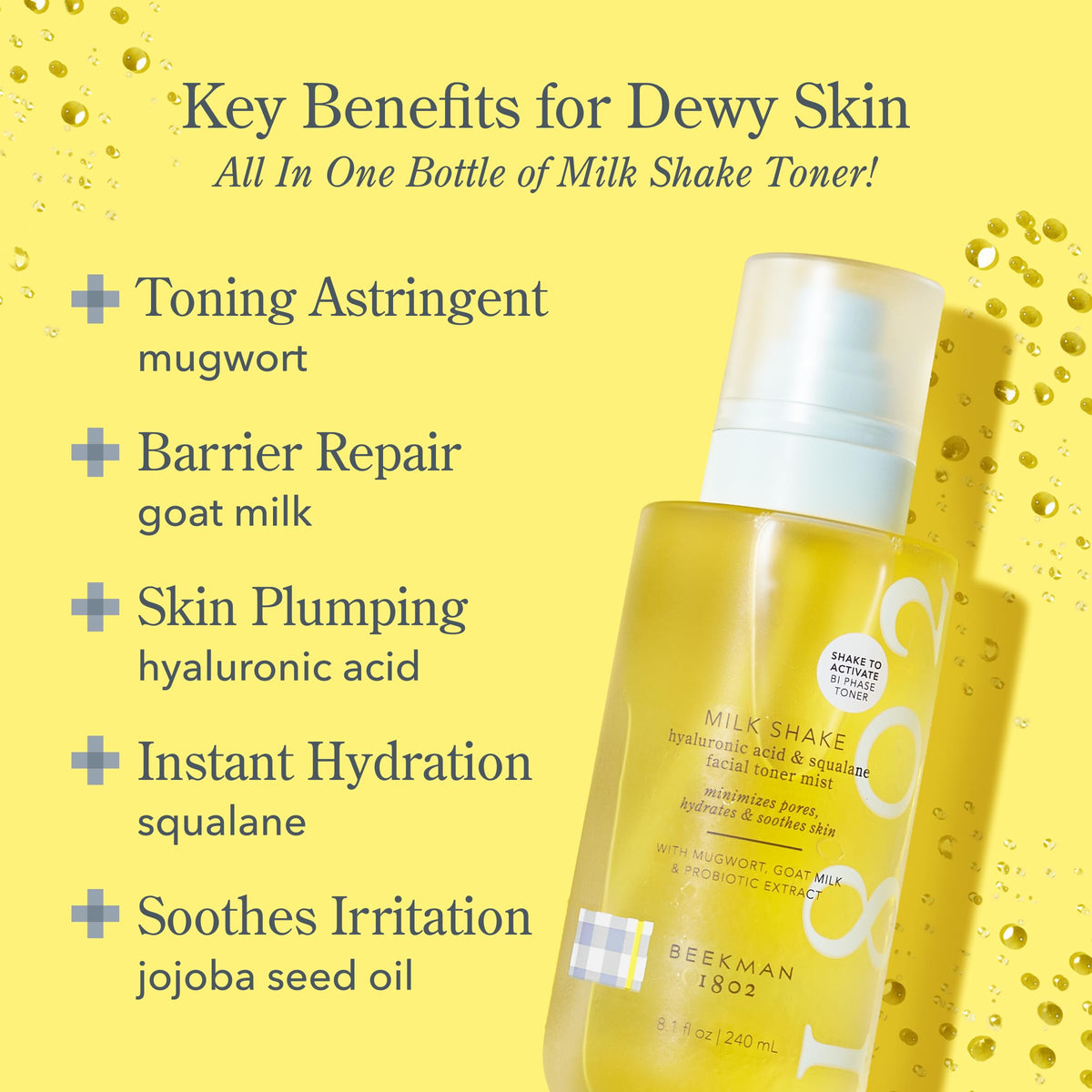 Milk Shake Hydrating Toner & Face Mist (8.1 fl oz) + Oh! Mega Milky Oil Facial Oil (1 fl oz) by Beekman 1802 – Pack of 2
