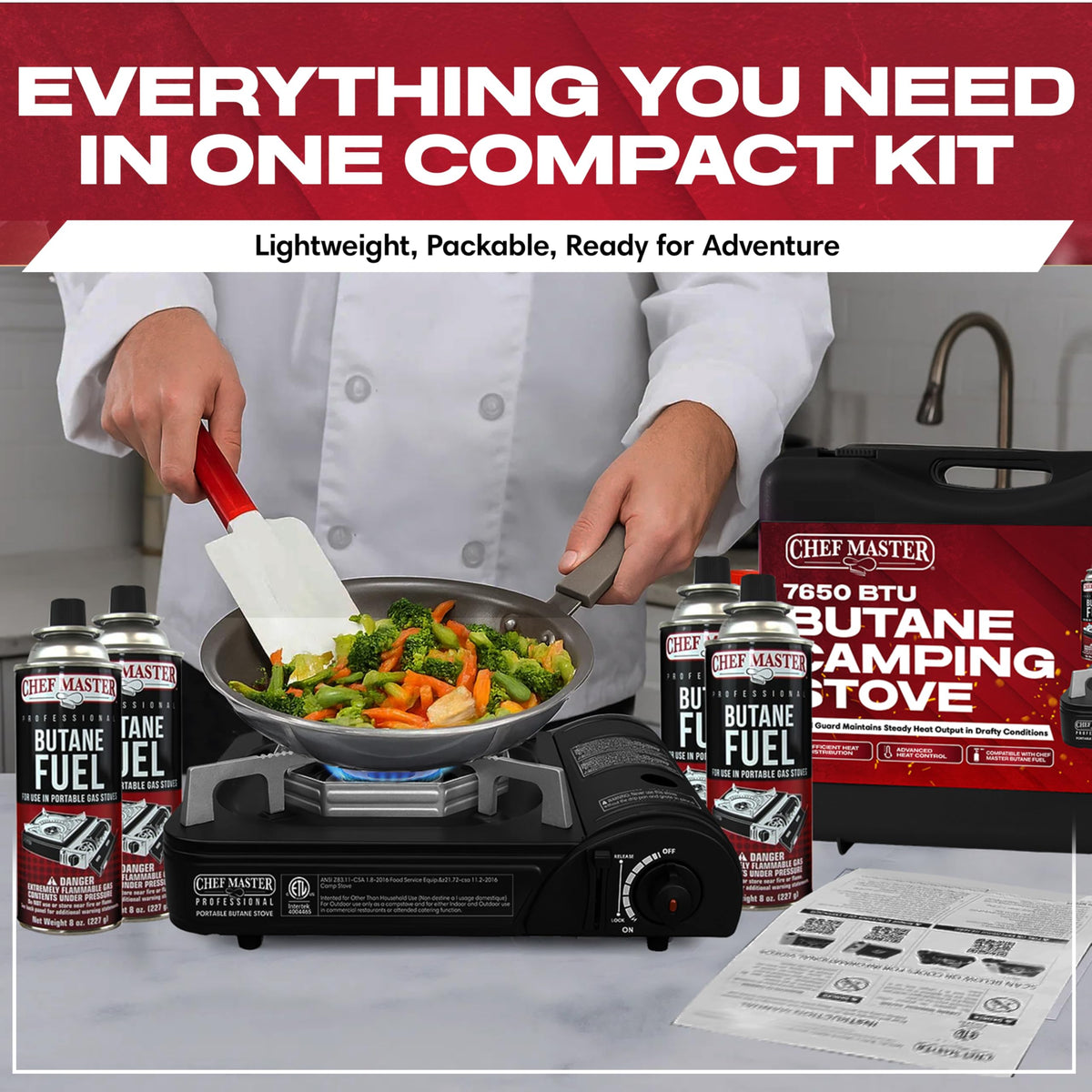 Chef Master Stove & 4 Fuel Canisters Camping Stoves