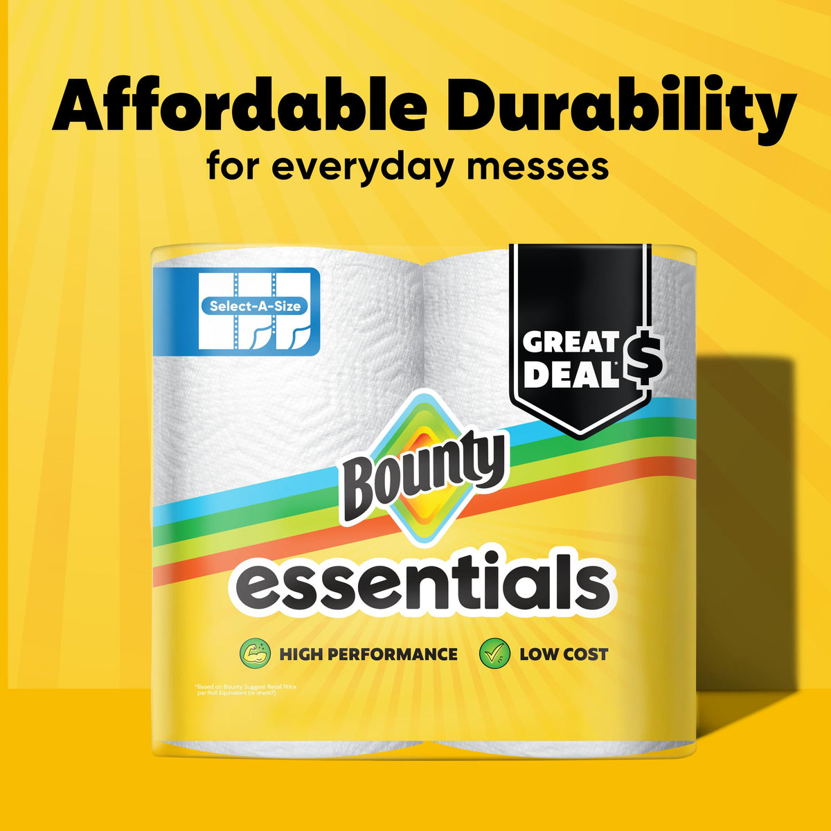 Essentials Select-A-Size Paper Towels by Bounty – 6 Rolls (108 Sheets), Paper, White, Model 30772110959