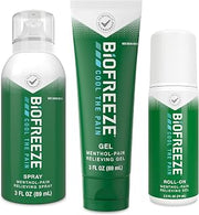 Biofreeze Menthol Pain Relief Variety Pack with Travel Gel, Spray & Roll On