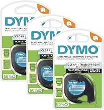 DYMO LT Labeling Tape for LetraTag Label Makers Black Print on Clear Labels 1/2" x 13-Foot Rolls 3 Count