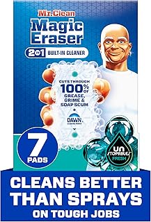 Mr. Clean Magic Eraser Foaming Sponge, All Purpose Cleaner, Dawn Cleaning Power, Wall, Sneaker, Oven Cleaner, Kitchen, Bathroom, Shower Cleaning Supplies, Scrubber, Ultra Foamy, 7ct