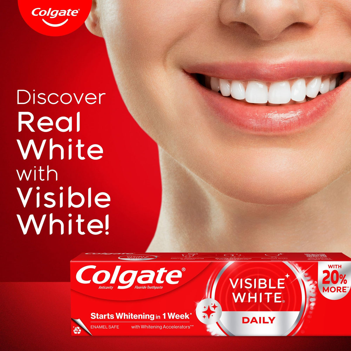 Visible White Toothpaste (50g) Teeth Whitening Starts in 1 Week by Colgate – 1.7 Ounce (Pack of 1), Model 1607778