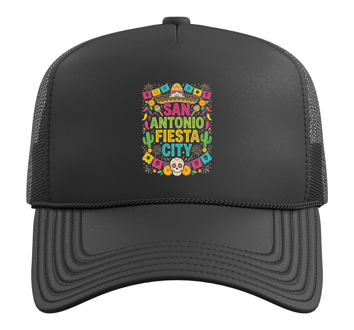 San Antonio Fiesta City Fiesta San Antonio Cinco de Mayo Trucker Hat with Adjustable Mesh Back by San Antonio City Fiesta Cinco de Mayo Mexican – Polyester, Black