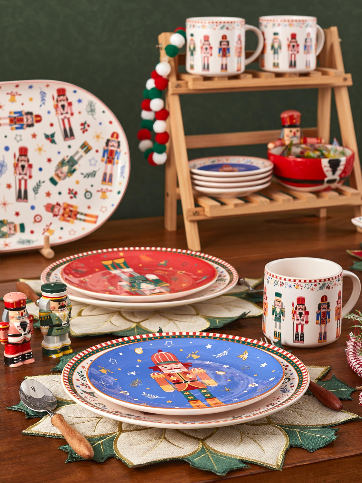 Bico Christmas Soldier Salad Plates, 8.75 Inch Ceramic, Set of 4