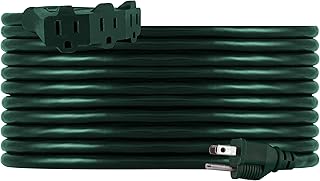 PHILIPS 25 Ft Outdoor Extension Cord, 3 Outlet Block | Use in Garage, Shed, Office or Home, Green, SPS1037GF/27