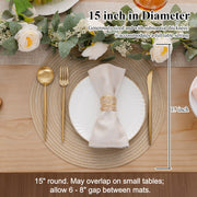 Shacos Round Placemat Set, 15 Inch Diameter, Beige, Set of 6