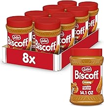 Lotus Biscoff, Cookie Butter Spread, Creamy, non GMO + Vegan, 14.1 oz, Pack of 8 | Bulk pack of smooth spread (3,2kg) – vegan, nut free, no added colours or flavours, great for stocking up