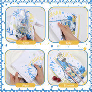 Oudain Hanukkah Kitchen Towels, 6 Pack, 16 x 24 Inches, Blue and Yellow