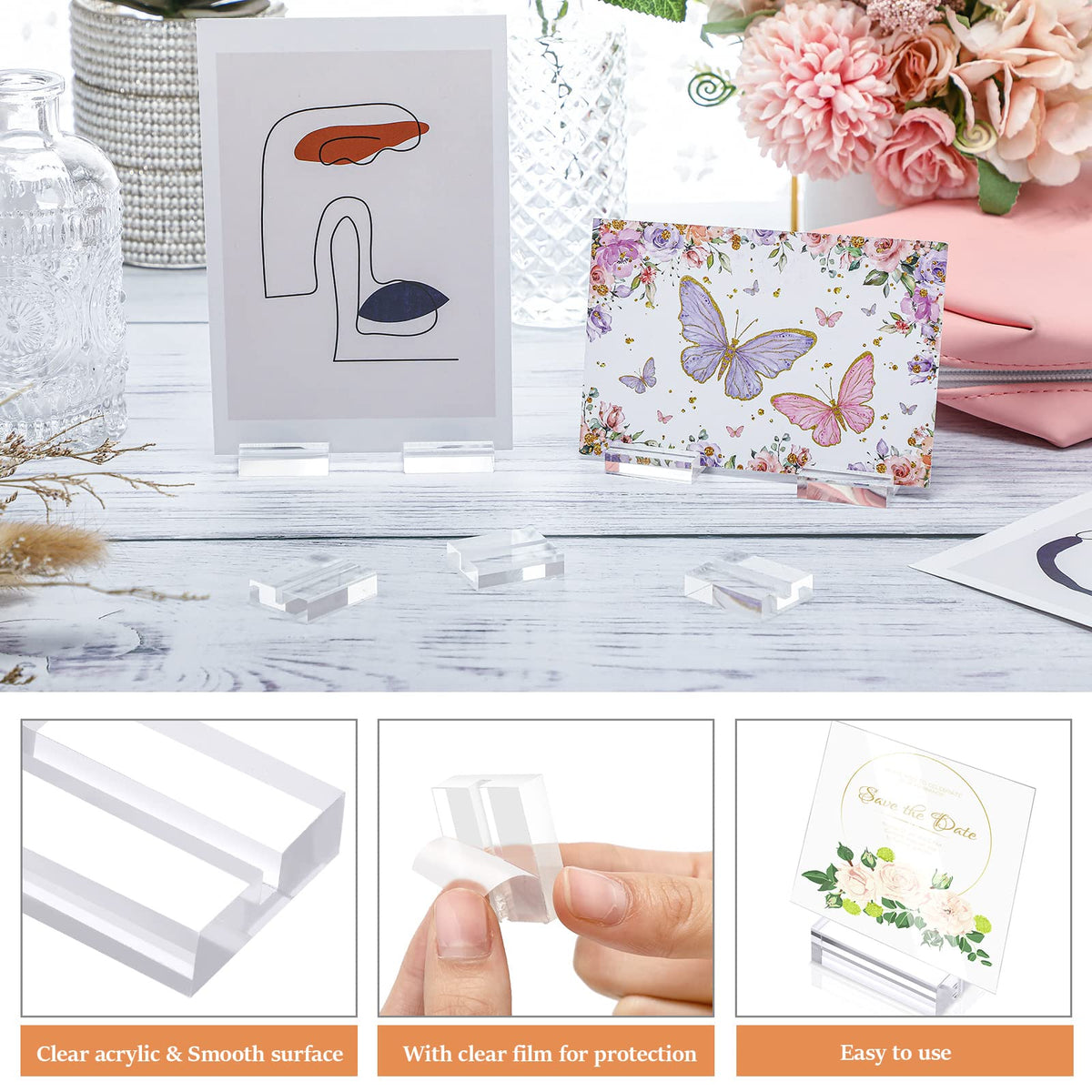 Roowest Acrylic Place Card Holder, 1.2 Inch, Clear, 150 Pack