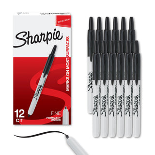 Retractable Permanent Markers by Sharpie – 1 Count (Pack of 12), Plastic, Black, Pack of 12, Model 32701DZ