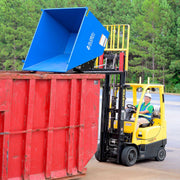3 Cubic Yard Self-Dumping Forklift Hopper by Global Industrial – 68.5"L x 81.19"W x 51.63"H, 3.0 cubic_yards, Alloy Steel, Blue & Black, Model 989026