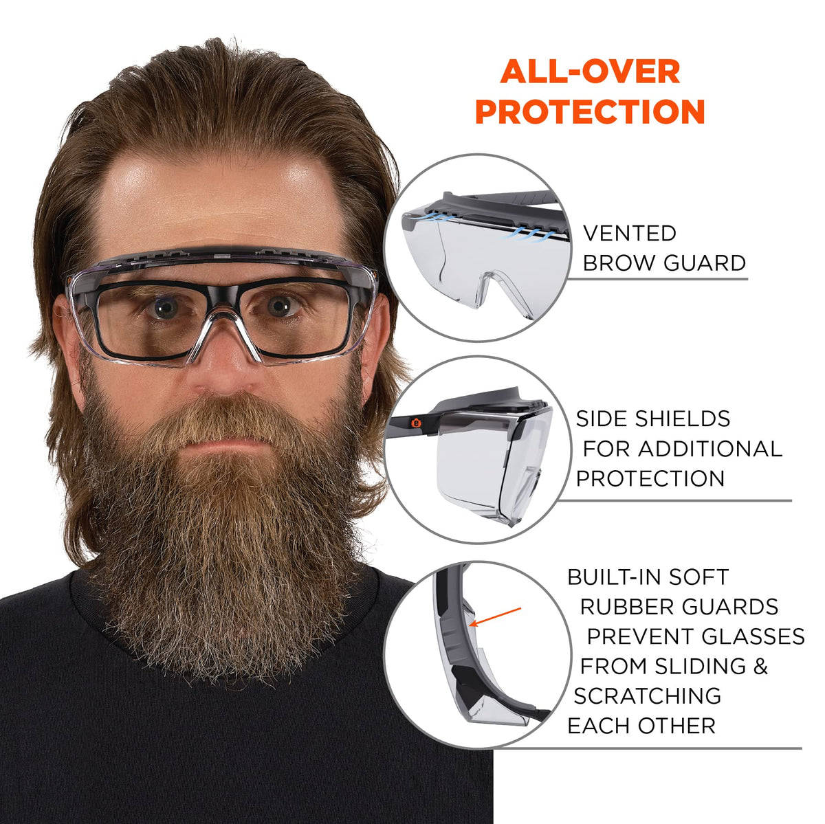 Ergodyne Clear Lens / One Size / Clear Lens Matte Black Frame Safety Glasses