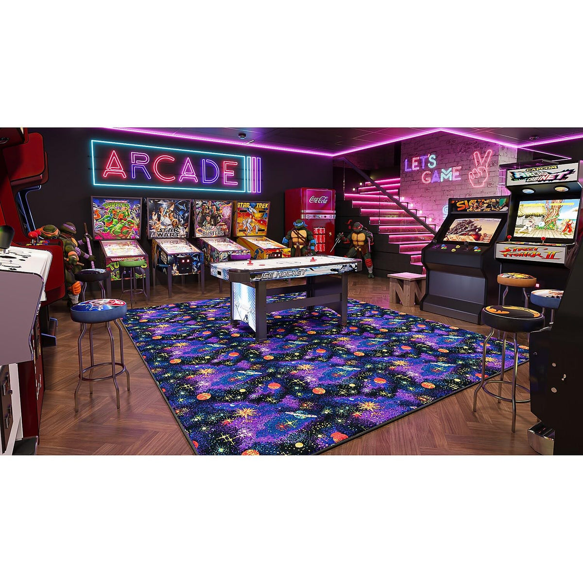 Fluorescent Space Explorer 4' x 6' Area Rug by Joy Carpets – 4' x 6' (Rectangular), Nylon, Fluorescent, Model 43N