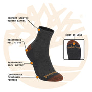 Mens Socks by Timberland – Polyester Blend, Charcoal, Model SA2302/376L