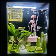 Halloween Dynamic Skeleton Fish Tank Ornament,Pink | 3D Printed Moving Skull Aquarium Bubbler Decoration,Bubble Driven Motion,Adjustable Airflow Control