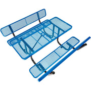 6'L Rectangular Picnic Table with Backrests by Global Industrial – Expanded Metal, Blue, Model 277630BL
