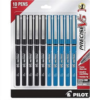 PILOT Precise V5 Rolling Ball Pen Extra Fine Point 0.5mm, 5 Black and 5 Blue Liquid Ink Rollerball Pens. pack of 10