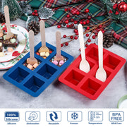 Webake Hot Cocoa Spoon Mold Set, Silicone Square, Red and Blue, 2-Pack