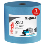 WypAll PowerClean X80 Heavy Duty Cloths, Jumbo Roll, 455 Towels (41043)