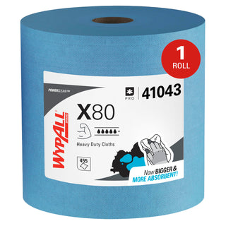WypAll PowerClean X80 Heavy Duty Cloths, Jumbo Roll, 455 Towels (41043)