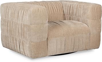 Classic Concepts Afeela Upholstered Fabric Swivel Chair in Vanilla