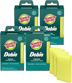 3M Scotch-Brite Dobie All Purpose Pads, 3Count (Pack of 4) Total 12 Pads