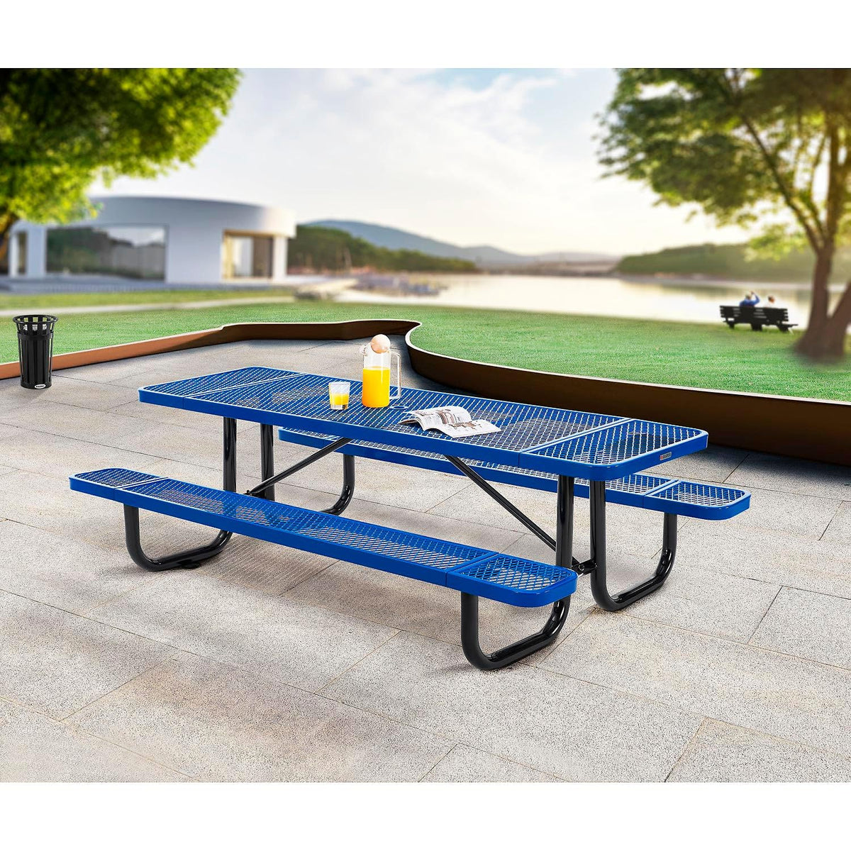 Global Industrial Blue / Industrial / 96 inches x 30 inches x 29.5 inches Picnic Tables