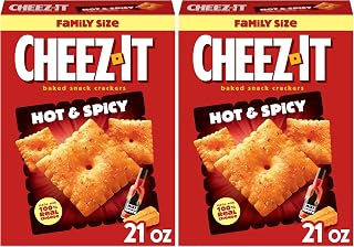 Cheez-It Baked Snack Crackers, Lunch Snacks, Family Size, Hot and Spicy, 21oz Box (1 Box) (Pack of 2)