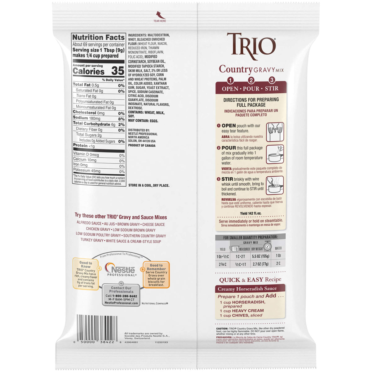 Nestle Country Gravy Mix 8 Case 22 Ounce by TRIO – 8.55 inches x 13.15 inches x 7.45 inches, Pack of 8