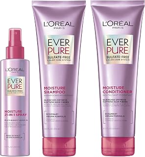 L'Oreal EverPure Moisture Shampoo, Conditioner and Leave In Spray Kit - Rosemary, Sulfate Free 6.8 fl oz