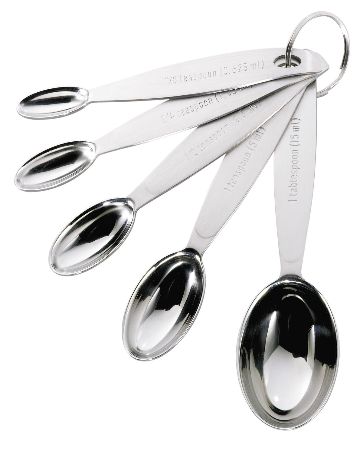 Stainless Steel Measuring Spoon Set Silver by Cuisipro – Standard, 15 milliliters, Stainless Steel, Silver, Model 1394