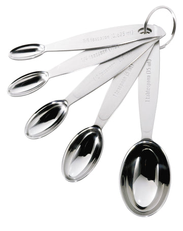 Stainless Steel Measuring Spoon Set Silver by Cuisipro – Standard, 15 milliliters, Stainless Steel, Silver, Model 1394