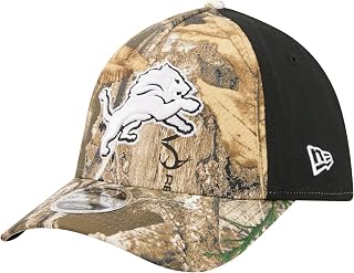 New Era Men's Camo/Black Detroit Lions Team Collection Realtree 39THIRTY M-Crown A-Frame Flex Hat