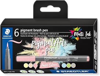 STAEDTLER Pigment Arts Brush Pens - Pastel Colors, Set of 6