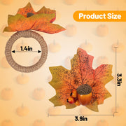 Alphatool Thanksgiving Napkin Rings, Maple Leaf Acorn Design, Set of 12