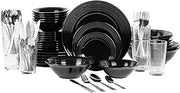 10 Strawberry Street Nova Black Round 62-Piece Dinnerware Set, Service for 6