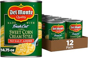 Del Monte Canned Golden Sweet Corn Cream Style No Salt Added, 14.75-Ounce (Pack of 12)