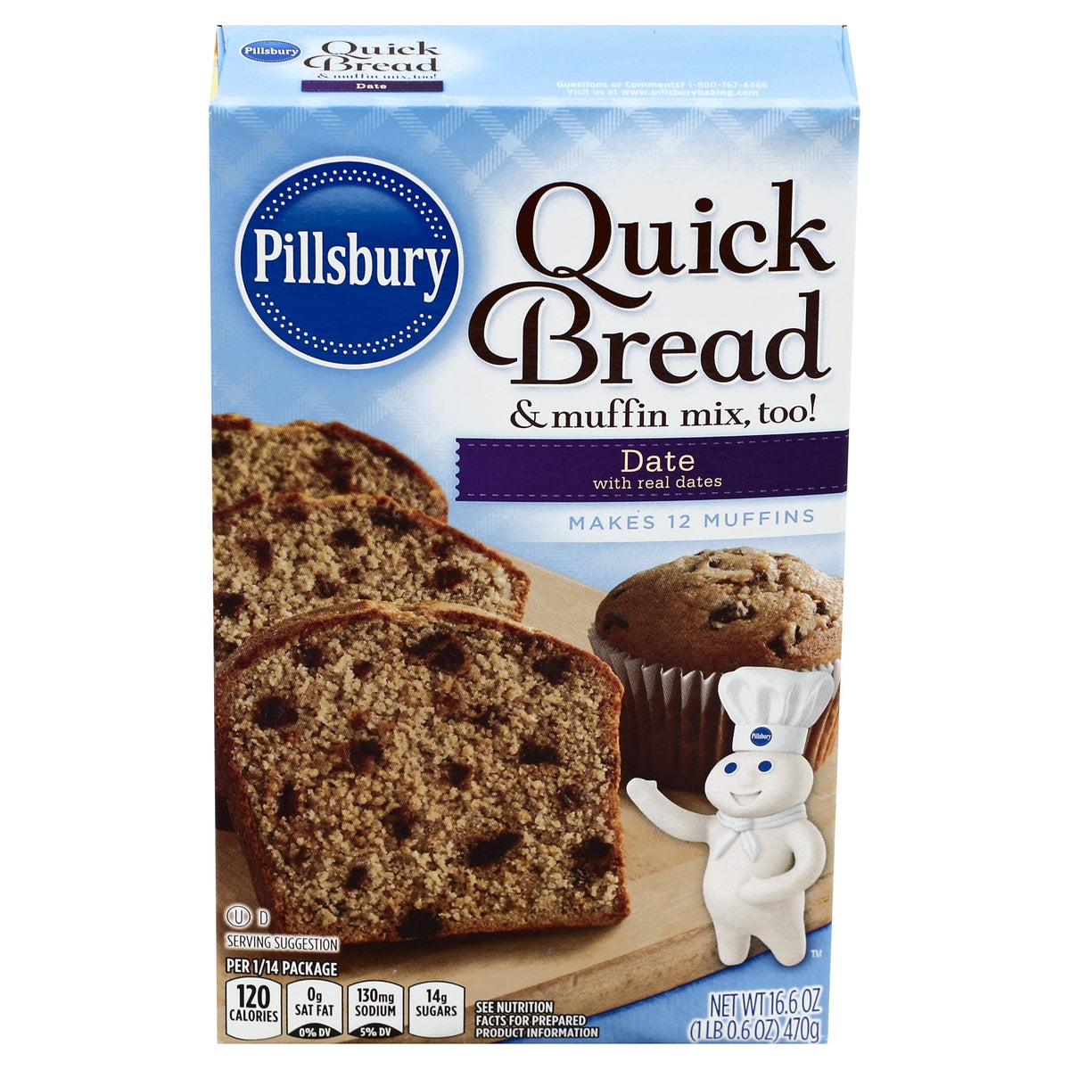 Date Quick Bread And Muffin Mix by Pillsbury – 16.6 Ounce (Pack of 1), Model 1070803088