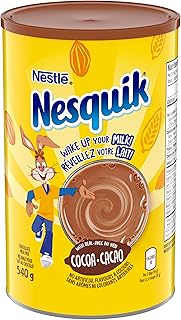 Nesquik Less Sugar Vitamin Enriched Chocolate Powder, 540g/19 oz. Canister {Imported from Canada}