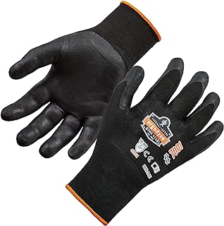 Nitrile Coated Work Gloves, High Dexterity, Ergodyne ProFlex 7001, Medium,Black