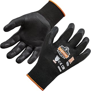 Ergodyne unisex adult Nitrile Coated Gloves, Black, Extra Large US
